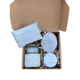 MIRLO BLANCO Kit Artesanal de Lavanda – Spa en Casa con Vela de Soya, Jabón, Crema y Sales Botánicas | Regalo para Mujer con Alma Artesanal (Lavanda)
