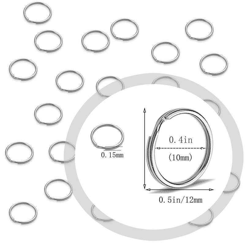 100 Pcs Split Ring, Small Key Rings Bulk Split Keychain