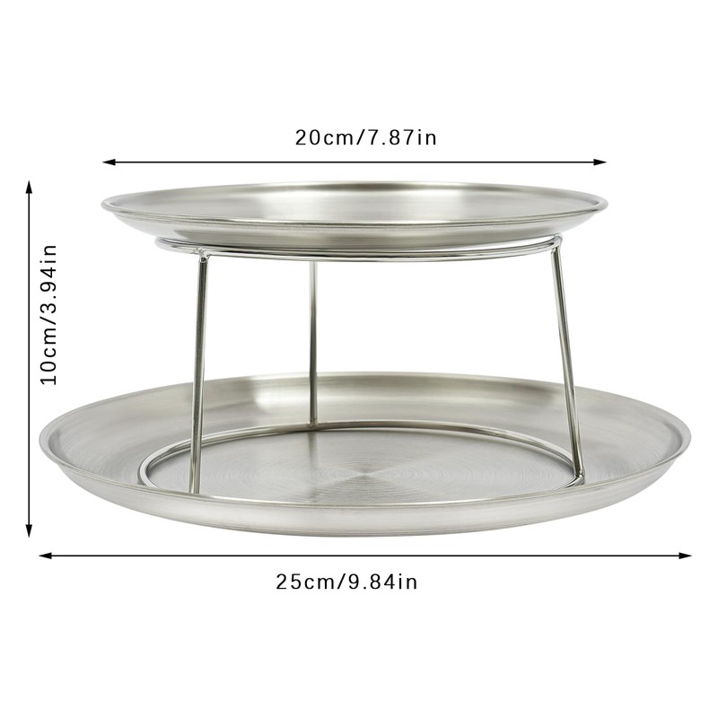 DYNAMI 2-Tier Seafood Tower Set,2pcs Thickened Stainless Steel Seafood Tray(10in+8in)