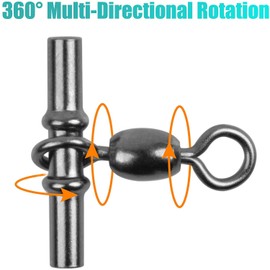 Sleeve Swivels Fishing Cross Line Swivels 3 Way Swivels Fishing Three Way Crimp Swivel Heavy Duty Brass Triple Swivels Saltwater Fishing Tackle (2#-20PCS)