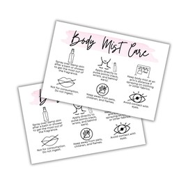 Body Mist Care Instruction Cards | 30pk 4x6” Labels Warning How to Use Scent Sticker Client Business Cards Thank You Spray Bulk Bottles