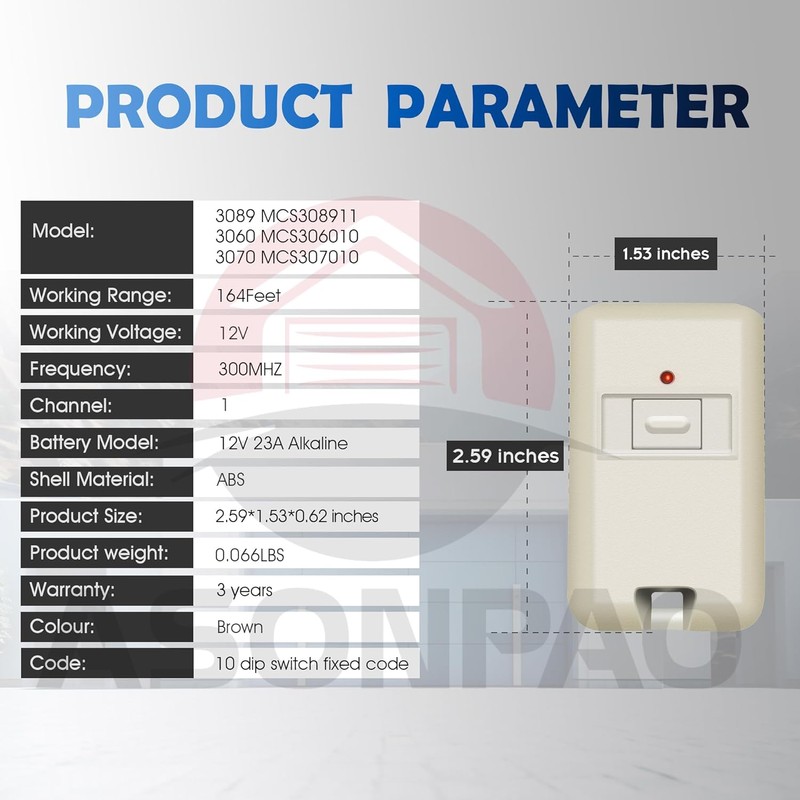 3X MultiCode Gate Opener Remote 3060 3089, Multi Code Garage