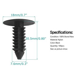 100 Pcs Auto Car Fender & Bumper Shield Fastener Clips for GM #1605396, 1595864; Chrysler 6030441; Ford 388577S, W705589-S300