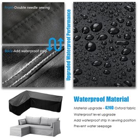 Gicov Patio Sectional Sofa Cover Waterproof L Shape Furniture Cover Outdoor Couch Cover Heavy Duty Garden Furniture Protector with Windproof Strap