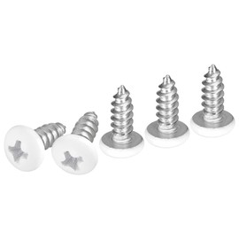 DTGN #10x1/2 White Silver Screws - 25Pack - 304 Stainless Steel Pan Head Phillips Sheet Metal Screw Self-Tapping Screw Wood Screws Screw