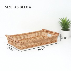 YAHUAN Woven Wicker Storage Basket Serving Tray Fruit Baskets Wicker Tray for Table, Kitchen Counter, Bathroom, Organizing and Storage (Wicker Tray)