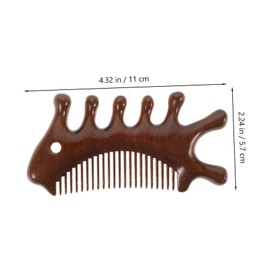 SAFIGLE Wooden Massage Comb Portable Scalp Stimulator Multi Functional Detangling Comb for Curly Hair Fine Tooth Design for Gentle Care for Home and Travel Use