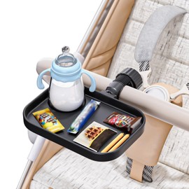KDD Pram Snack Tray with Cup Holder, Universal Snack Tray for Pram, Pushchair, Stroller, Wheelchair, Shopping Cart Uppababy, Baby Jogger, Britax, BOB - Removable Pram Food Tray for Pram Accessories