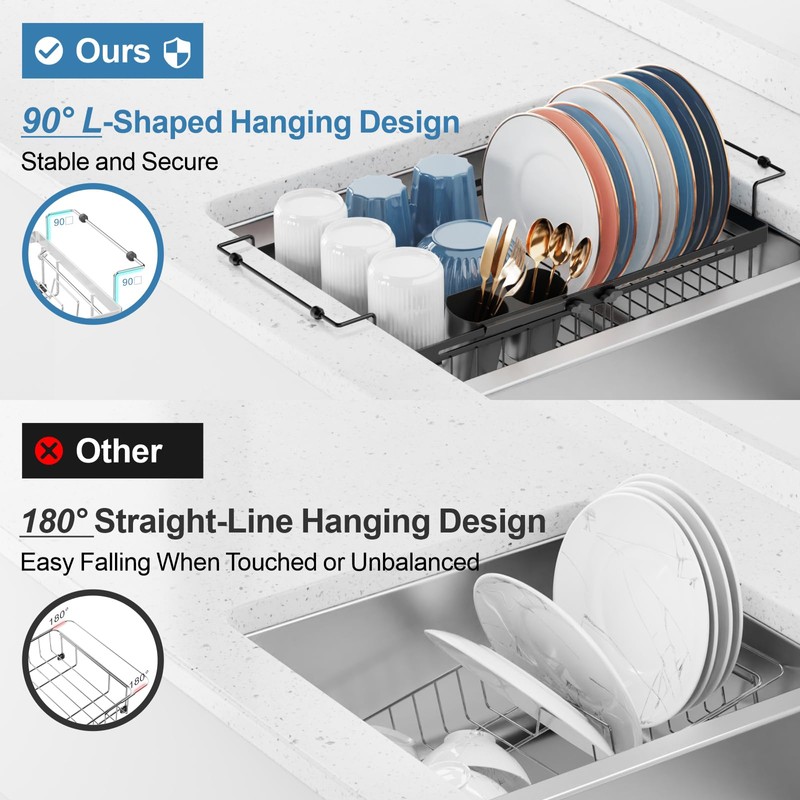 iSPECLE Expandable Dish Drying Rack for Large Sink - Adjustable