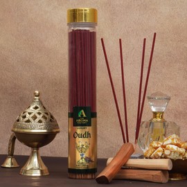 The Aroma Factory Oudh Agarbatti for Pooja Luxury Incense Sticks Low and Zero Charcoal Premium and Fresh Fragrance for Home Meditation (Bottle Pack of 1 100g)