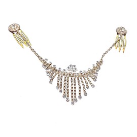 V G S Eternity Fashions Goldtone Rhinestones Fringe Head Chain Hair Band (4310-GDC Ur)