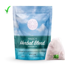 Magic V Steam Serenity Herbs Blend 2.5 Oz Yoni Herbs Made In USA Natural Whole V Steam Herbs Comes with 6 Ready to Steam Herbal Bags Easier Clean Up