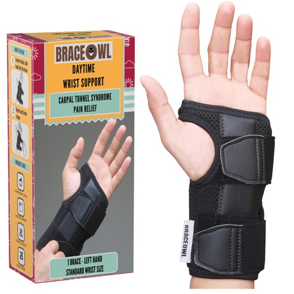 BRACEOWL-Daytime Wrist Support Carpal Tunnel Wrist Brace for Men and