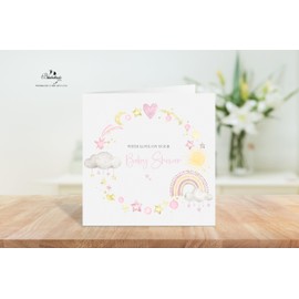 PINK Baby Shower Card stars clouds, Mummy To Be, Baby Boy, Congratulations Card, Pregnancy Congratulations Card, Parents To Be Card, Bun In Oven, Expecting a Baby, New Baby News, Soon to be Mum