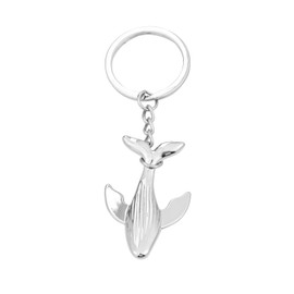 Vintashion Cute 3D Metal Whale Keychain for Car Keys Bag Accessory (Silver)