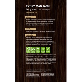 Every Man Jack Men's Body Wash - Sandalwood | 33.8-ounce - 1 Bottle | Naturally Derived, Parabens-free, Pthalate-free, Dye-free, and Certified Cruelty Free