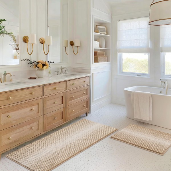 BSICPRO Bathroom Rugs and Mats Sets, 2 Piece Thick Absorbent
