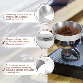 49mm Espresso Dosing Funnel, Aluminum Coffee Powder Dosing Funnel with Magnetic, Handmade Coffee Maker Replacement Accessories(Silver)