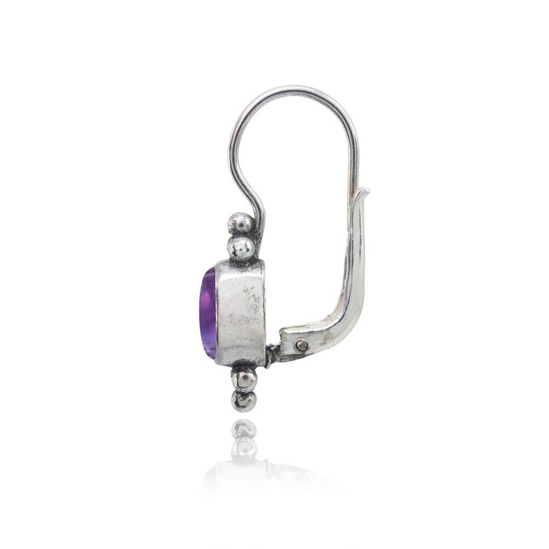 arete de gota de plata de ley con piedra de