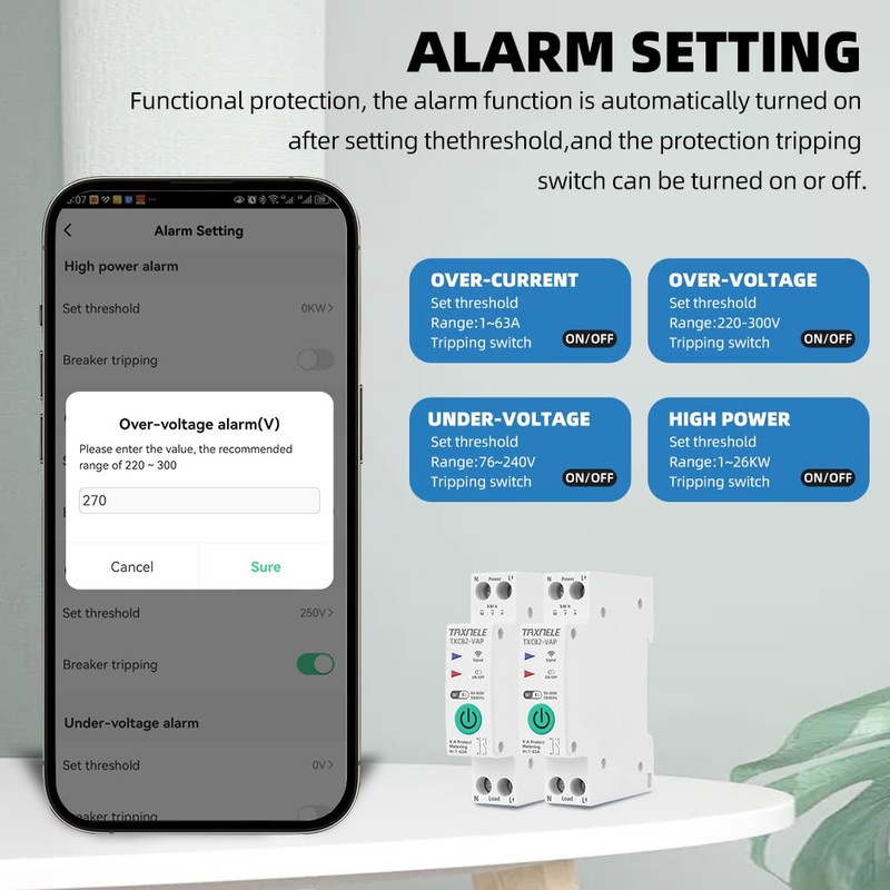 TUYA WiFi Smart Circuit Breaker Power Metering Energy KWh Meter