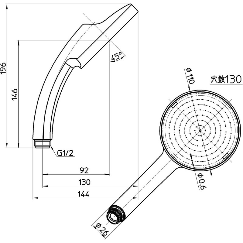 SANEI Shower Head, Large Shower Plate, Made in Japan, Generous