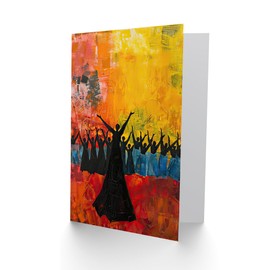 Artery8 Greeting Card Colourful Choir Praise Rainbow Oil Painting Blank For Him Or Her Art Birthday Card