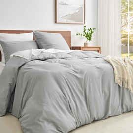 WohlNest Bed Linen Light Grey, Microfibre Duvet Cover 135 x 200 cm + 2 Pillowcases 80 x 80 cm, Cuddly Soft Bed Linen Anthracite with Zip