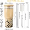ASANMEYO 2 Pcs 24 oz Glass Cups With Bamboo Lids