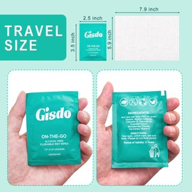 Gisdo 50 Pcs Wet Wipes, Fragrance Free, Plant Based, Aloe Vera for Butt, Hands, Face Cleaning, Sufficient Quantity, Individual Wrapped, Portable Size, Ideal for Daily Use