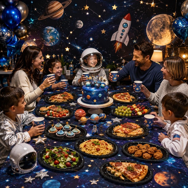 50 Pcs Stars Galaxy Space Birthday Party Oval Paper Plates