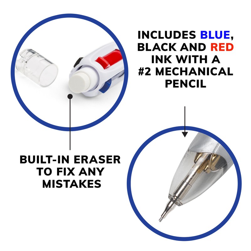 BIC 4-Color 3+1 Retractable Ballpoint Pen with Red, Blue, Black