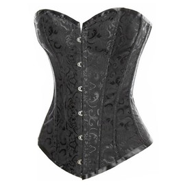 bslingerie Womens Waist Cincher Boned Corset With Brocade Black Size: L