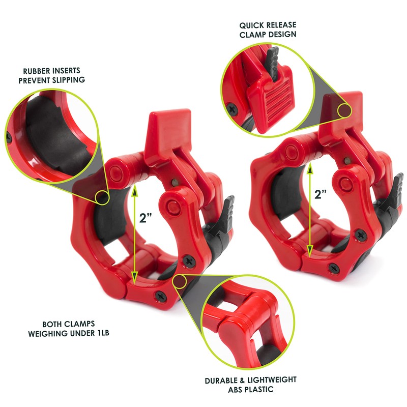 ProsourceFit Olympic Barbell Clamp Collars Quick Release Pair of 2-Inch