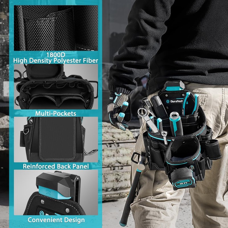DuraTech Tool Pouch with Belt Clip, Electrician Tool Pouch with