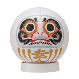 Yanoman 2003-516 60 Piece Jigsaw Puzzle Rolin White Daruma (Diameter Approx. 3.0 inches (7.6 cm) Diameter, No Glue Required, Comes with a Base and a Piece Claimed Postcard