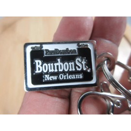 new Bourbon St. New Orleans souvenir metal fob key chain keychain pink letters