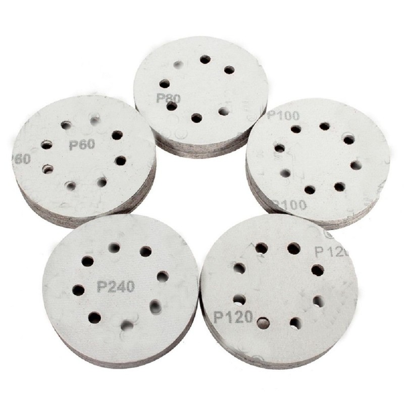 5 Inch With 8 Holes Dustless Hook-and-Loop Circular Sanding Discs