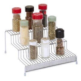 Kitchen Details 3 Tier Free Standing Spice Rack Organizer Shelf, Counter Top, Pantry Kitchen Cabinet, Pave Diamond Design Collection, Chrome