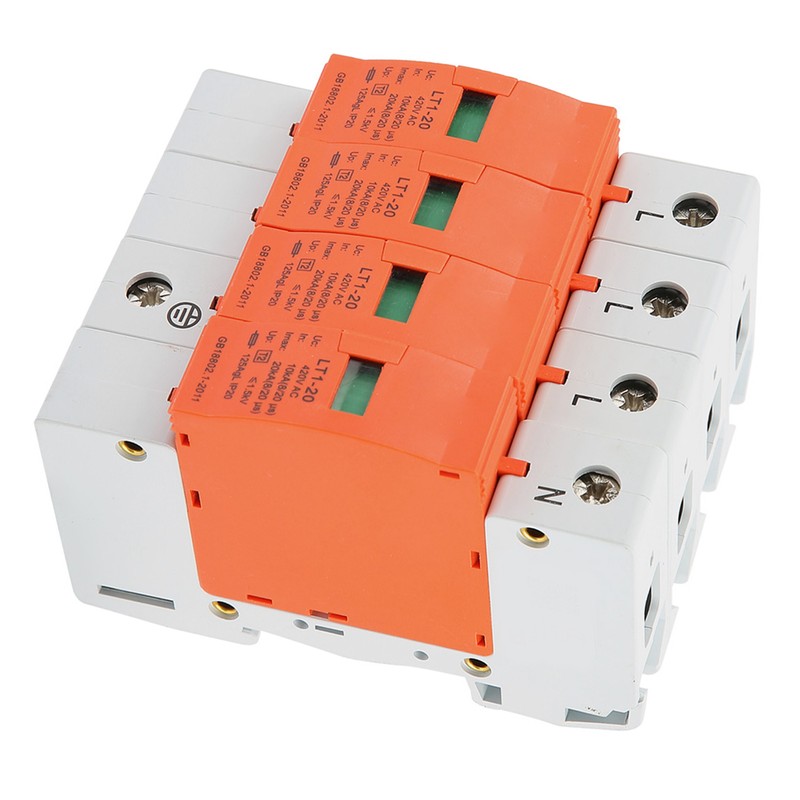 4P 20kA 420vAC House Surge Protective Low voltage Arrester Device