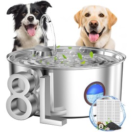 subteenmate Dog Water Fountain for Large Dogs- 8L/270oz Stainless Steel Dog Water Fountain Dispenser Automatic Pet Water Bowl with Ultra-Quiet Pump/Quadruple Filtration for Dogs, Cats, Multiple Pets