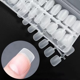 Skexiod Soft Gel Full Cover Nail Tips,240 Pcs Upgraded Soft Gel Nail Tips No Filed,Matte Square False Press on Nail Tips for Soak Off Nail Extensions (Full Matte Medium Square)