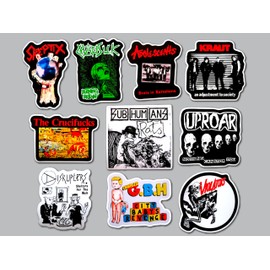 Punk Sticker Pack (10 Stickers) Set 31 skeptix Chaos UK Adolescents Kraut Uproar disruptors gbh Violators Political Protest Anarchy Badge Rebellion Hardcore Punk raw Loud Music Decal