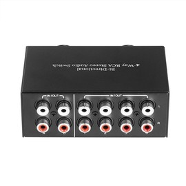 Lyaciomn 4 Way Bi-Directional Left and Right Channel Audio Switch 2 in 4 Out or 4 in 2 Out L/R Jack Sound Channel Audio Switcher Selector