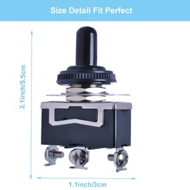 Podoy Momentary Switch Toggle Rocker (𝗢𝗡)-𝗢𝗳𝗳-(𝗢𝗡) Heavy Duty with Boot for 15A 125V SPDT 3 Position (ON)-Off-(ON) Spring Loaded Toggle Switch