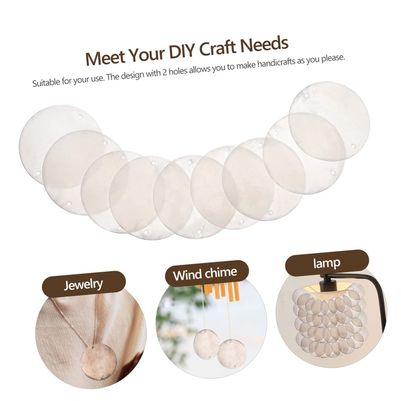 Garneck Pack of 50 Round Natural Shell Discs with Holes