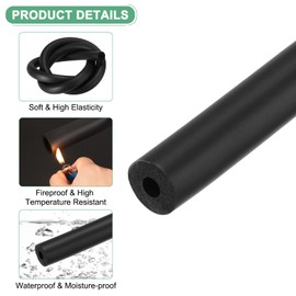 M METERXITY Pipe Insulation Foam Tube, 9mm ID 25mm 1" OD 3.3Ft 1m Length, Soft Flexible Foam Tubing Pipe Foam Insulation for Handle Grip Support/Guitar Stand/Roof Racks [Black]