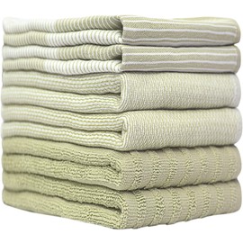 Premium Kitchen Towels (20”x 28”, 6 Pack) | Large Cotton Kitchen Hand Towels | Dish Towels | Flat & Terry Towel | Kitchen Towels | Highly Absorbent Tea Towels Set with Hanging Loop | Sage Green
