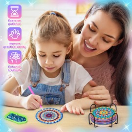 Craft Set Gift Children Girls 8 9 10 11 12 Years, Coaster Diamond Painting Craft Set Girls 7 8 9 10 11 12 Years, Diamond Gifts for Teenagers Girls 7-12 Years Children's Birthday Crafts