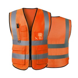 Hi Vis Vests for Women Men High Visibility Reflective Safety Security Vest with Pockets Zipper Front Meets ANSI/ISEA Standards（3X-Large,Orange(mesh))