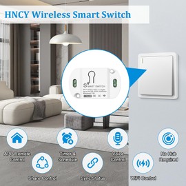 HNCY Smart Light Switch, Alexa Light Switch, Smart Home Light Switch Module, Mini DIY WiFi Switch, 10A Intelligent Wireless WiFi Light Switch Compatible Alexa/Tuya App/Google Home (Pack of 1)
